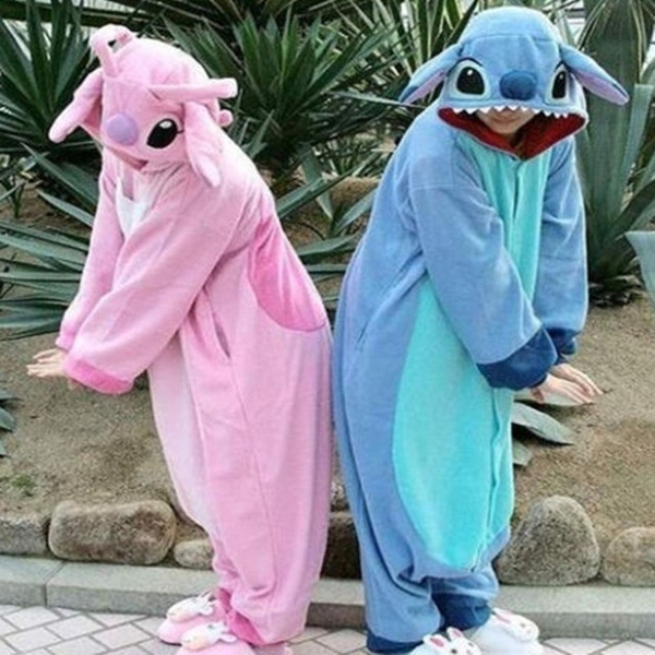Unisex Adult Stitch Pajamas Animal Onesie pink Blue lilo Stitch jumpsuit Pyjamas Cosplay Costume Sleepsuit